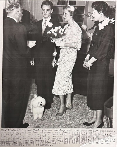 Figure 2 Wedding of Luis Estévez and Betty Dew Menzies, press photograph, May 9, 1953. ISU Textiles and Clothing Museum, non-accessioned reference material.