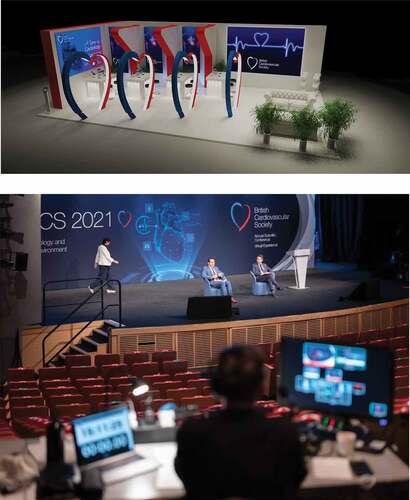 Figure 1. (a). BCS 2021 virtual annual conference platform. (b). BCS 2021 hybrid annual conference with live faculty.