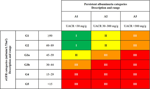 Figure 1 Population groupings by albuminuria, eGFR and the KDIGO risk categories.