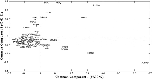 Figure 1. Distribution of samples according to common components and specific weights across CC1 and CC2.
