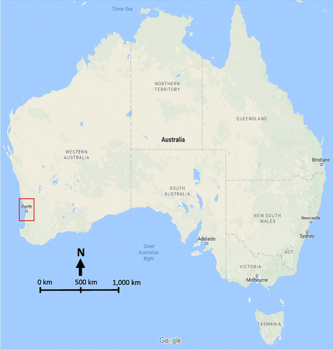 Figure 1. Location of Perth Metropolitan Area in the map of Australia (Source: Google Maps, 2016).