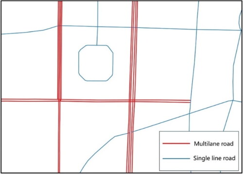 Figure 1. Example of multilane roads and single-lane roads.