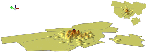 Figure 5. 3D visualisation of the density of SCBs.