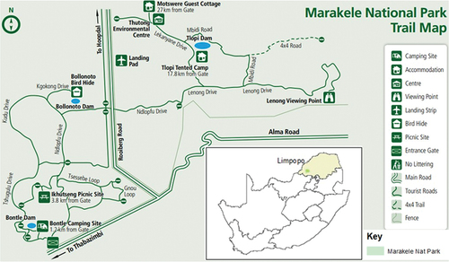 Figure 1. Map of the study area: adapted from South African national parks.