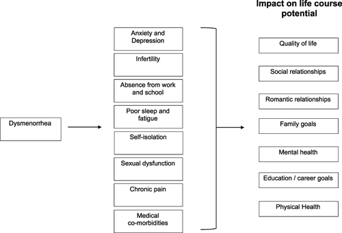 Figure 2 Impact of dysmenorrhea. This figure demonstrates possible impairments of dysmenorrhea and the impact on life course potential.