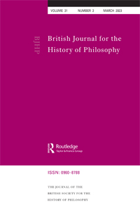 Cover image for British Journal for the History of Philosophy, Volume 31, Issue 2, 2023