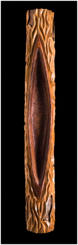 Figure 4. Carved Pole 2014 by Noel Wellington, Jerrinja people Nowra. Photo: George Serras, National Museum of Australia.