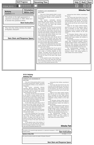 Figure 1. Sample PISA stimulus and item in computer- (top) and paper-based mode (bottom; adapted from OECD, Citation2006, p. 59f.)