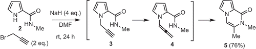 Scheme 1. Synthesis of pyrrolopyrazinone reported by Balci.