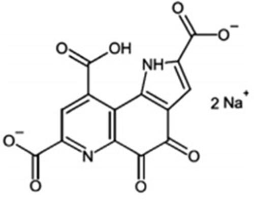 Figure 1 Chemical structure of pyrroloquinoline quinone disodium (PQQ2Na).