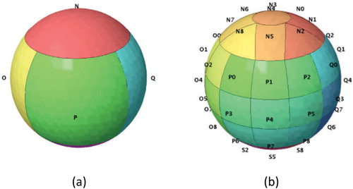 Figure 1. Discrete global grids based on the rHEALPix DGGS at resolution (a) 0 and (b) 1. (Gibb Citation2016).