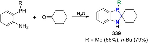 Scheme 198. Cyclocondensation of P-alkylated 2-phosphinoanilines with cyclohexanone.[Citation96]