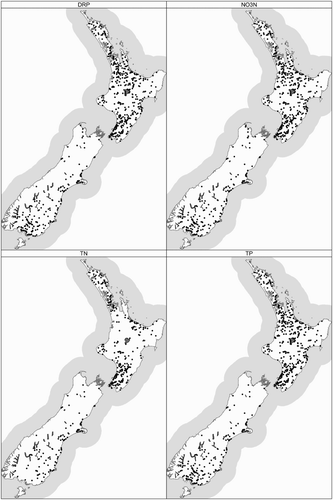 Figure 1. Spatial distribution of river water quality monitoring sites retained for calculation of nutrient loads. See Table 2 for the number of sites by nutrient variable.