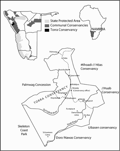 Figure 2: Map showing Torra Conservancy, Namibia