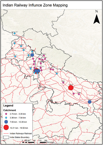Figure 11. Indian Railways Influence zone mapping.