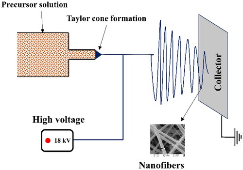 Figure 1. Schematic representation of the electrospinning process.