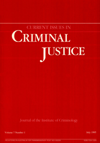 Cover image for Current Issues in Criminal Justice, Volume 7, Issue 1, 1995