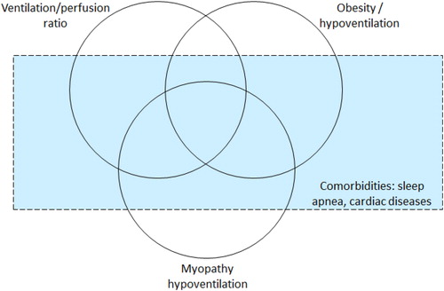 Figure 3. Distribution of the different mechanisms implicated in respiratory failure of stable COPD patients. Reproduced with permission from Ref. [Citation89].