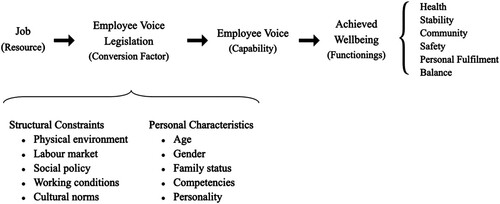 Figure 2. Visualisation of evaluative framework for employee voice legislation.