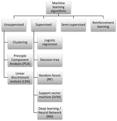 Figure 1. Overview on common ML algorithms.