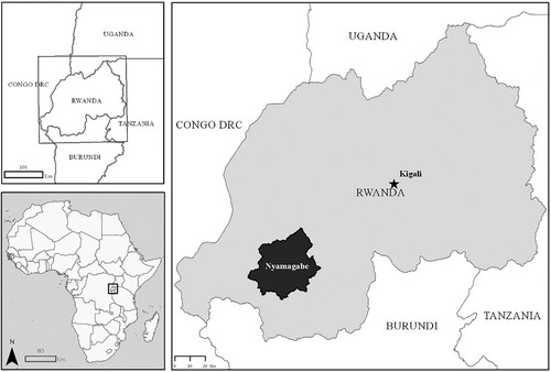 Figure 1. Map of Nyamagabe (study region) in Rwanda.