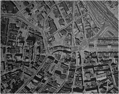 Figure 9. Aerial photograph provided in A Competition to Select an Architect for the New City Hall in the Government Center of the City of Boston, competition brief, 1961. Source: Boston City Library.