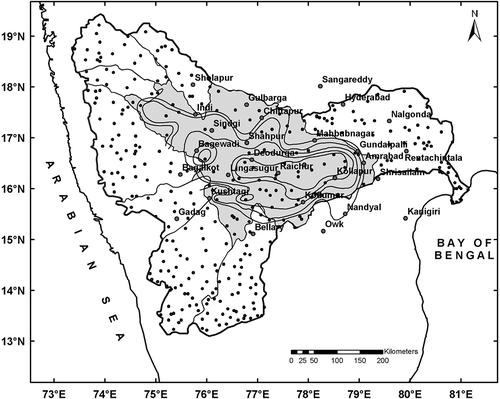 Fig. 7 Transposed isohyetal pattern of 1-day rainstorm of 29 September 1964 over Zone IX of the Krishna basin.