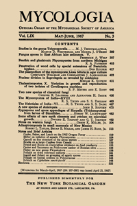 Cover image for Mycologia, Volume 59, Issue 3, 1967