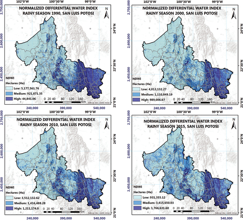 Figure 2. Rainy season’s NDWI.