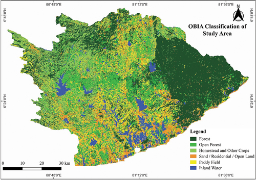 Figure 10. Map of land cover classification using the OBIA classification.