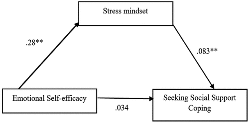 Figure 6. Stress mindset mediates the linkage between emotional self-efficacy and seeking social support coping style.