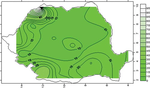 Figure 13. Composite map for winter discharge anomalies corresponding to the fifth class.