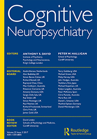 Cover image for Cognitive Neuropsychiatry, Volume 22, Issue 3, 2017