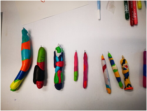 Figure 1. Crafted pens from the children’s workshop.