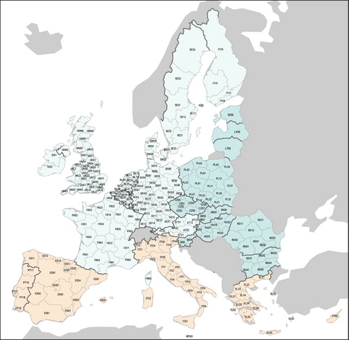 Figure A1 Reference map of the EU-27 NUTS-2 regionsNote: 261 regions; NUTS 2010 version Source: As for Figure 1.