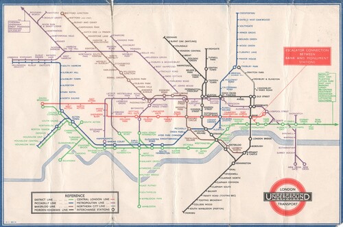 Figure 2. London Transport ‘RAILWAY MAP’. Card folder version No. 2, 1934 (approximately 80% full size).