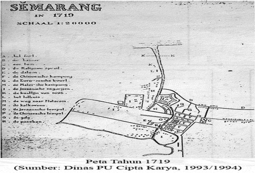 Figure 1. The Map of “De Vijfhoek” fort and its environment in 1719.