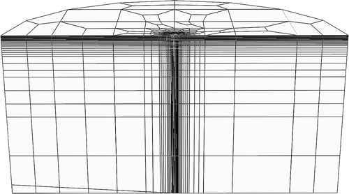 Figure 8. 3D finite element mesh of the specimen.