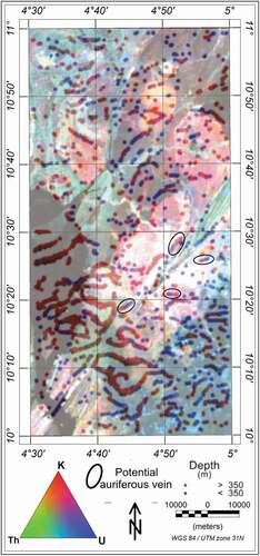 Figure 17. Euler solutions superimposed on ternary image