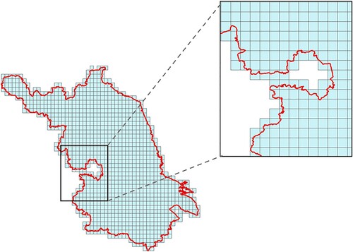 Figure 12 . The target area divided into grids.