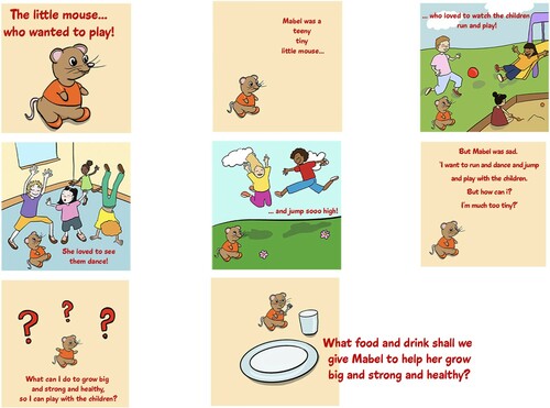 Figure 3. Mabel Mouse story to explain concept of ‘healthy’ food. © Orla O Boyle, Reuse not permitted.