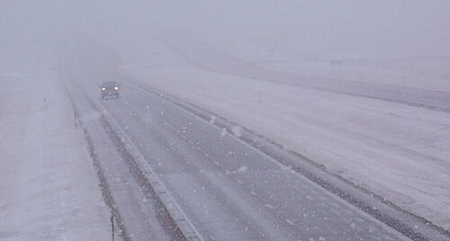 A view of the blizzard conditions in South Dakota during the April 5 cyclone.