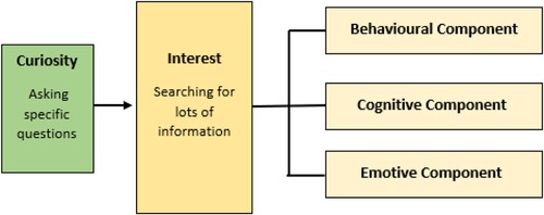 Figure 1. The various components of interest and their derivation from curiosity