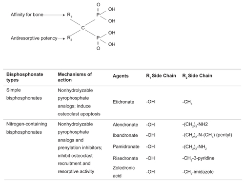 Figure 1 Bisphosphonate types and structures.