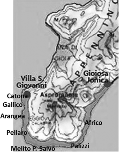 FIGURE 1 Map (Calabrian, Southern Italy) showing the area where Bergamot is cultivated.