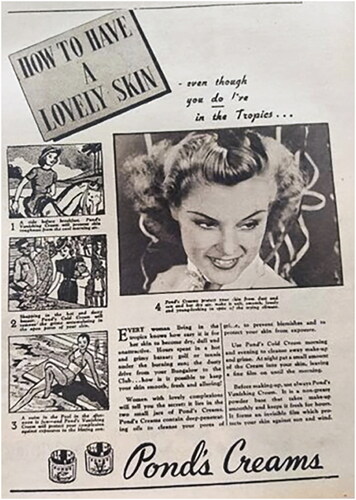Figure 4. Advertisement for Pond’s Creams (Oct. 1940). Source: The Illustrated Weekly of India (Bombay) (6 Oct. 1940), p. 63, British Library, London, UK.