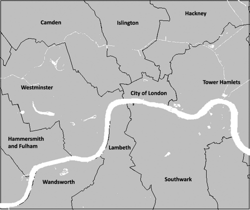 Figure 1. Study area within inner London.