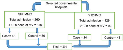 Figure 2 Sample size and distribution of patients admitted and intubated in pediatric intensive care unit (PICU), Addis Ababa. Ethiopia 2023.