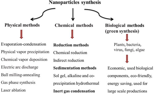 Figure 1. Manufacturing methods for nanoparticles synthesis.