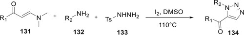 Scheme 27. Synthesis of 1,5-disubstituted 1,2,3-triazoles from enaminones.